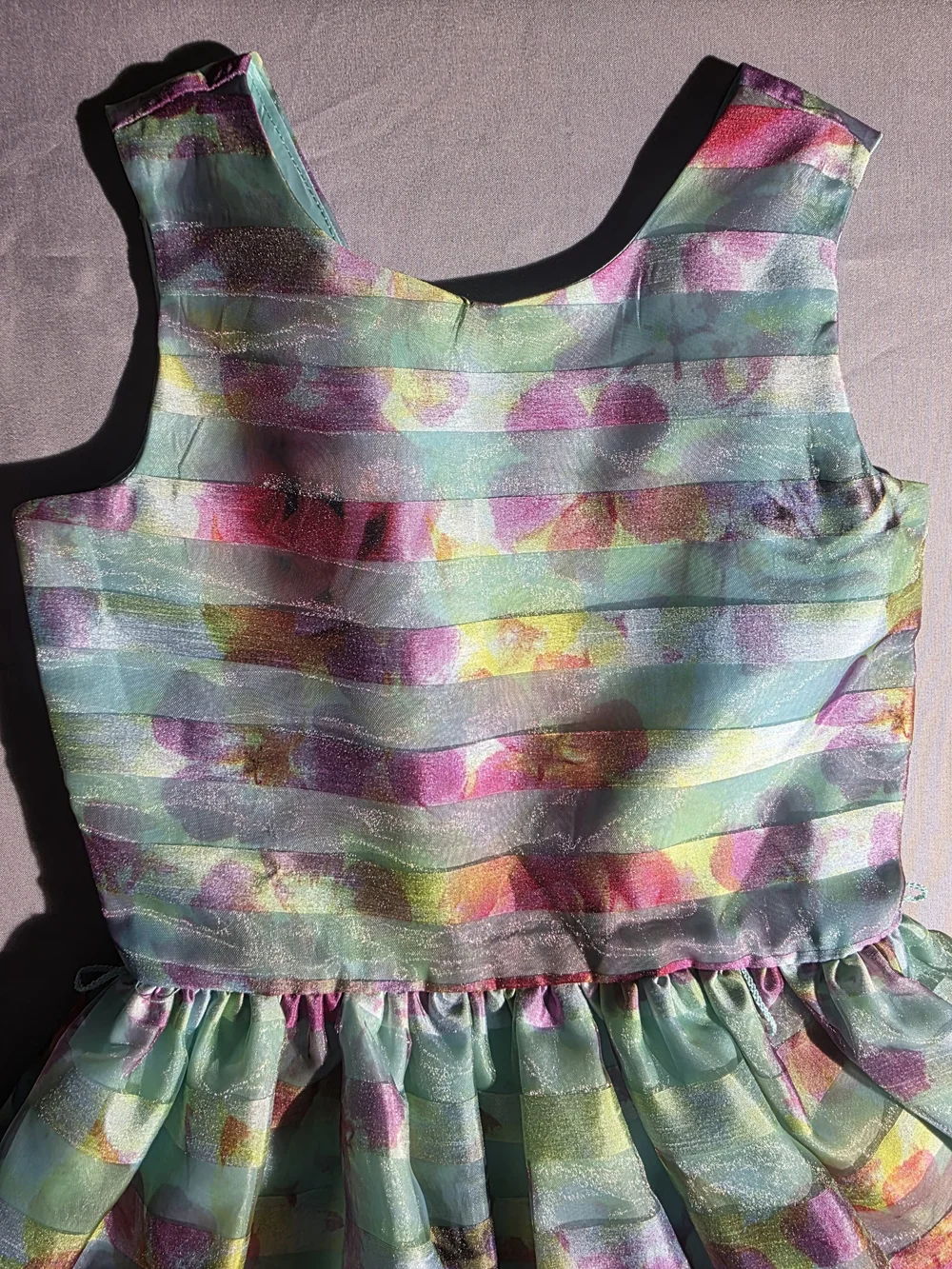 Girls' Multicolor Stripe Party Dress